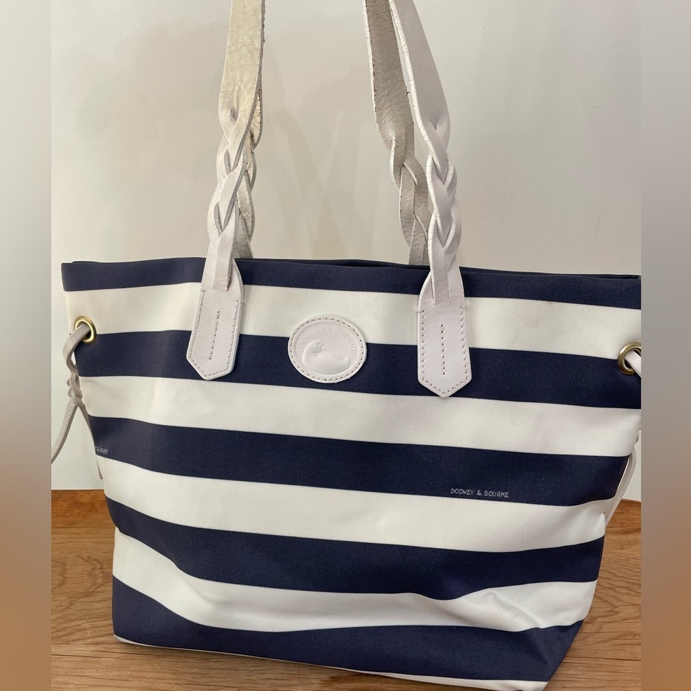Dooney & Bourke Sullivan Shopper Nautical Stripe Canvas Tote Shoulder Bag Purse